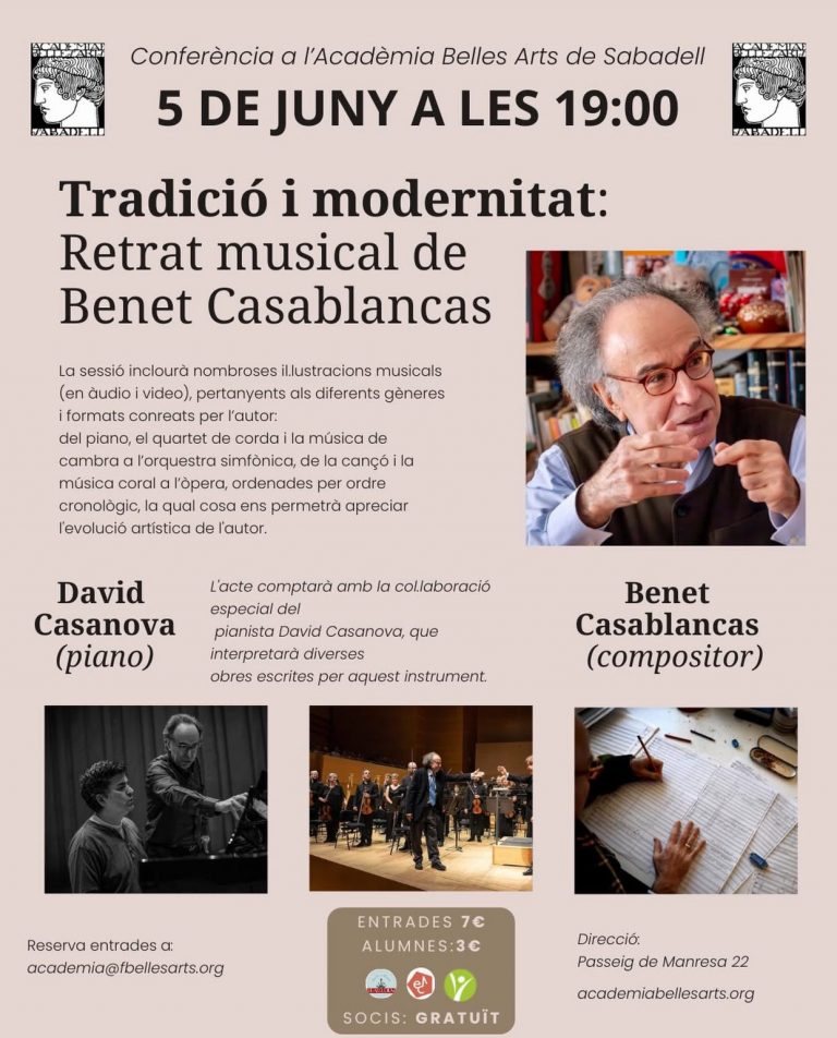 Tradició i modernitat: Retrat musical de Benet Casablancas